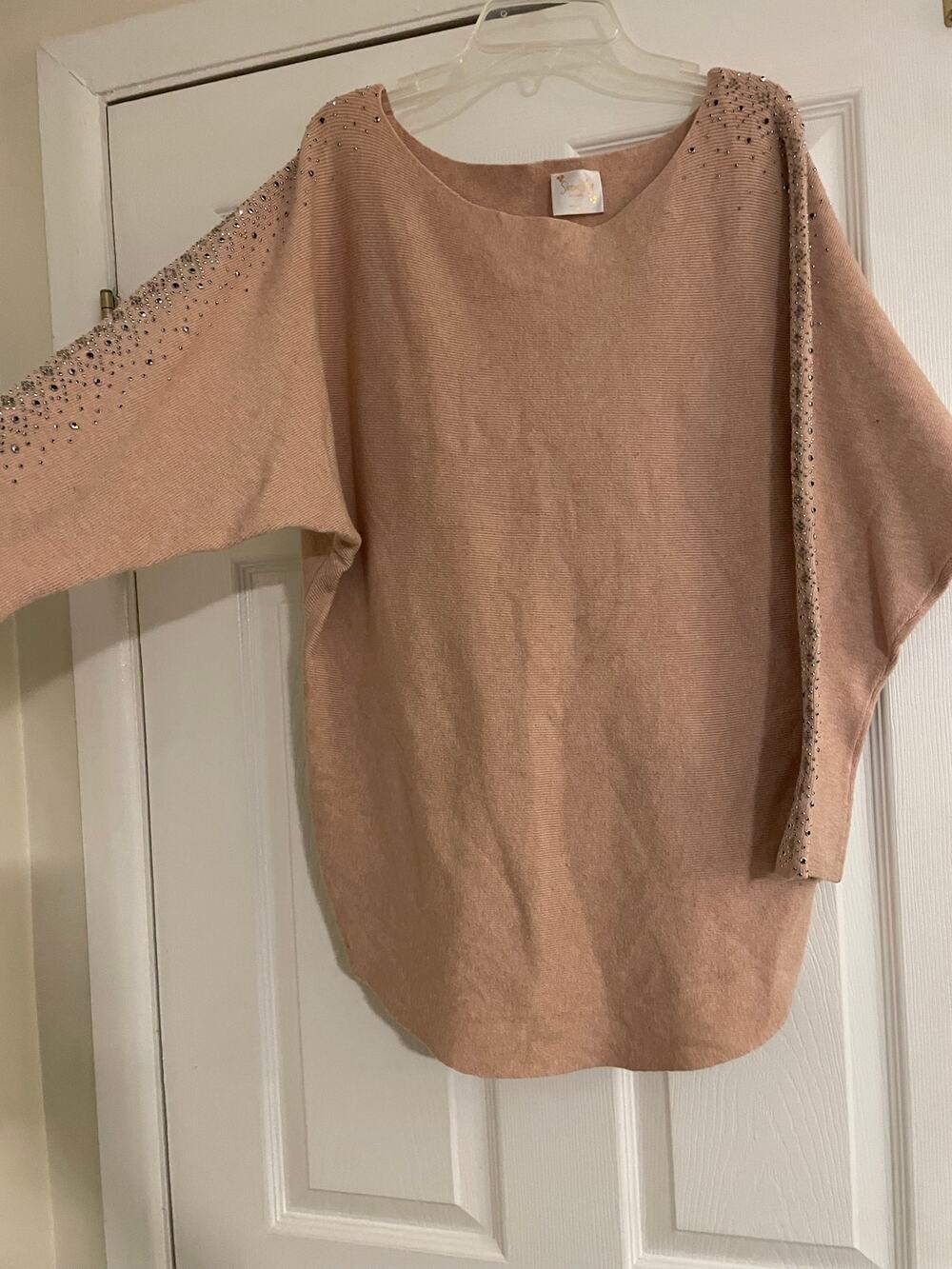 Siren Lily embellished peach sweater size medium